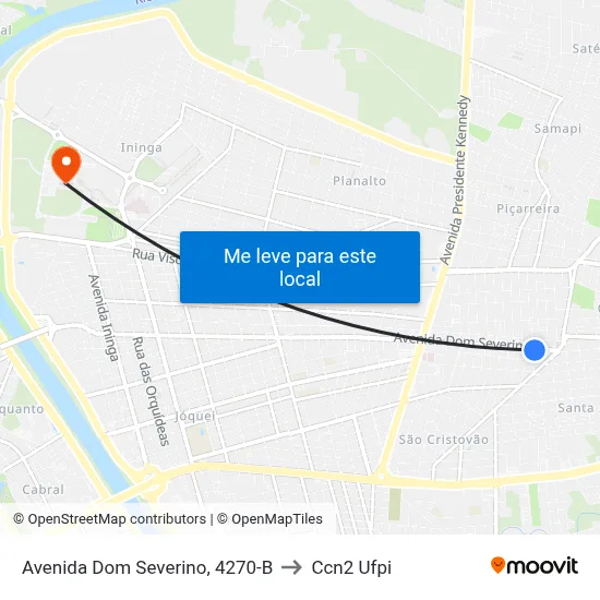 Avenida Dom Severino, 4270-B to Ccn2 Ufpi map