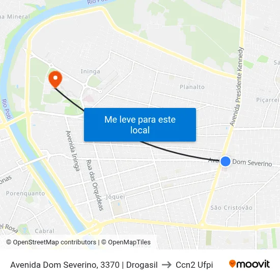Avenida Dom Severino, 3370 | Drogasil to Ccn2 Ufpi map