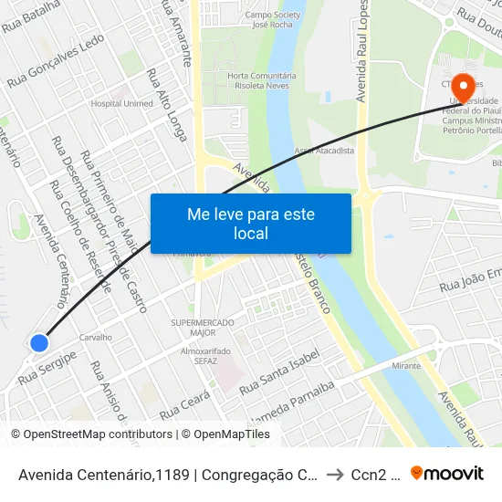 Avenida Centenário,1189 | Congregação Cristã No Brasil to Ccn2 Ufpi map