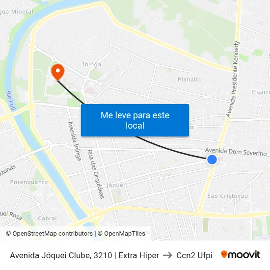 Avenida Jóquei Clube, 3210 | Extra Hiper to Ccn2 Ufpi map