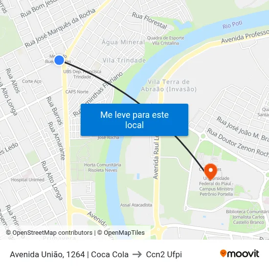 Avenida União, 1264 | Coca Cola to Ccn2 Ufpi map