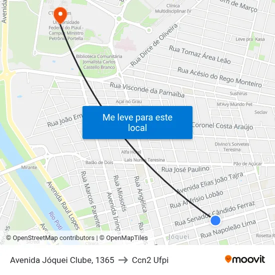 Avenida Jóquei Clube, 1365 to Ccn2 Ufpi map