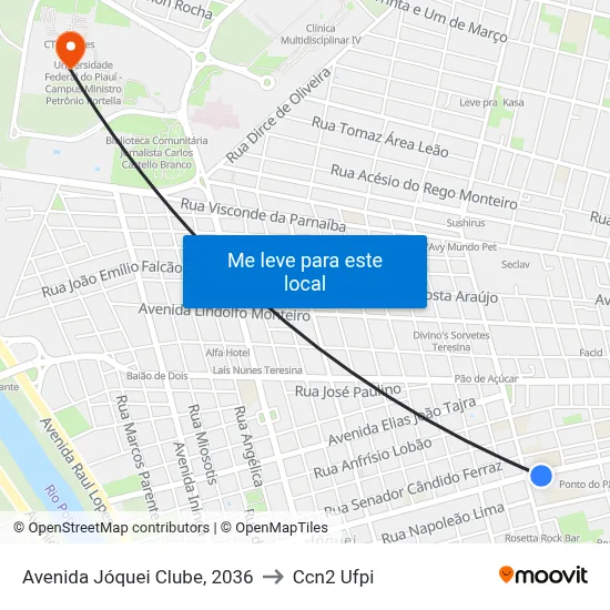 Avenida Jóquei Clube, 2036 to Ccn2 Ufpi map