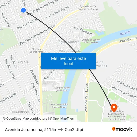 Avenida Jerumenha, 5115a to Ccn2 Ufpi map