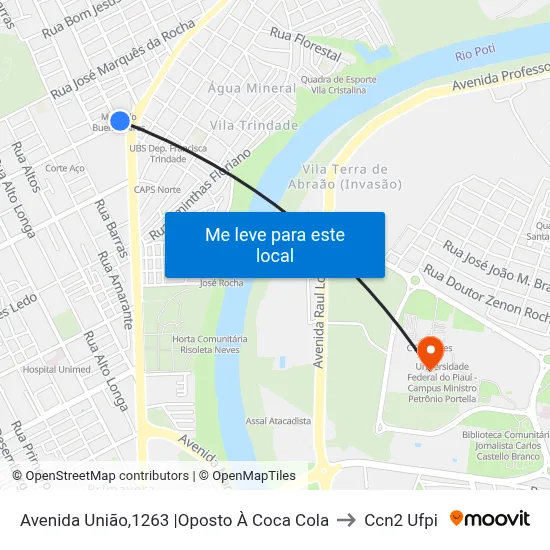 Avenida União,1263 |Oposto À Coca Cola to Ccn2 Ufpi map