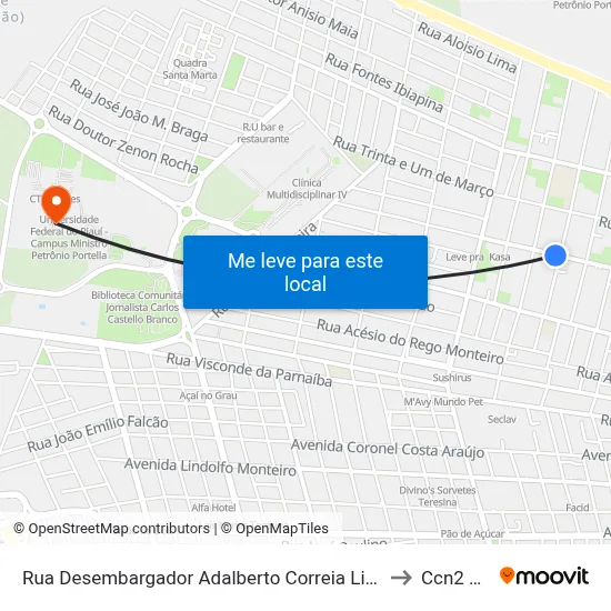 Rua Desembargador Adalberto Correia Lima, 2302 to Ccn2 Ufpi map