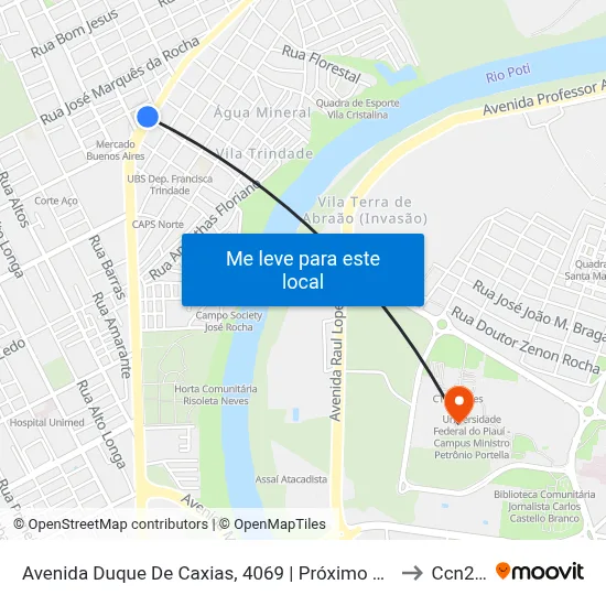 Avenida Duque De Caxias, 4069 | Próximo Ao Balão Da Coca Cola to Ccn2 Ufpi map