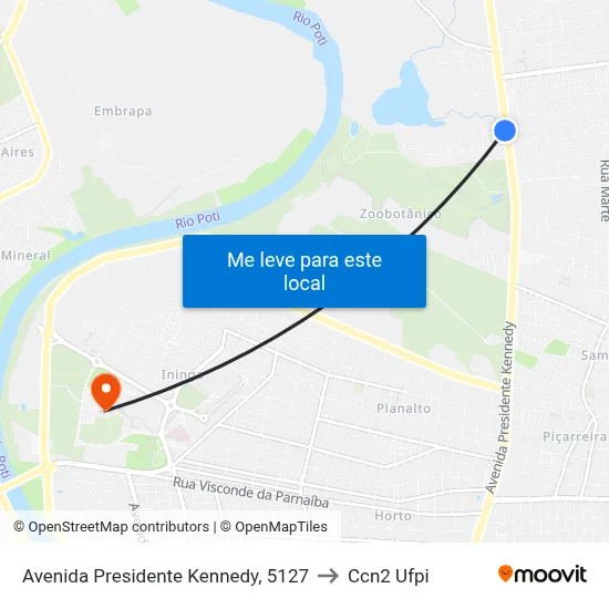 Avenida Presidente Kennedy, 5127 to Ccn2 Ufpi map