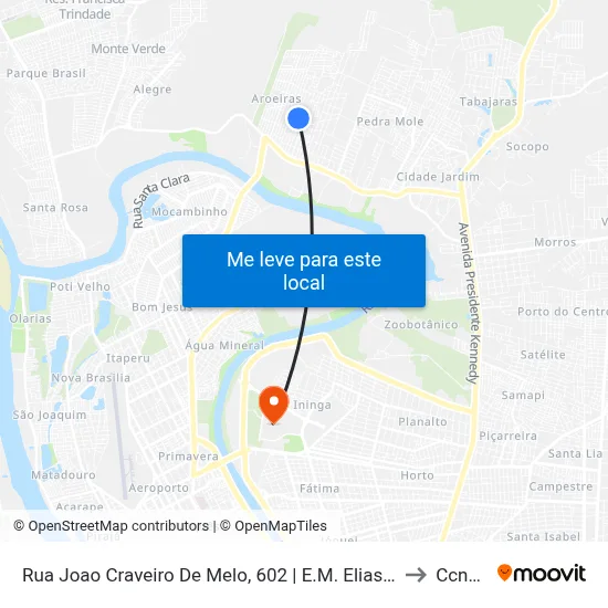 Rua Joao Craveiro De Melo, 602 | E.M. Elias Ximenes Do Prado Junior to Ccn2 Ufpi map