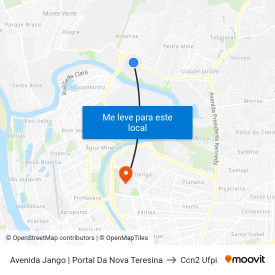 Avenida Jango | Portal Da Nova Teresina to Ccn2 Ufpi map