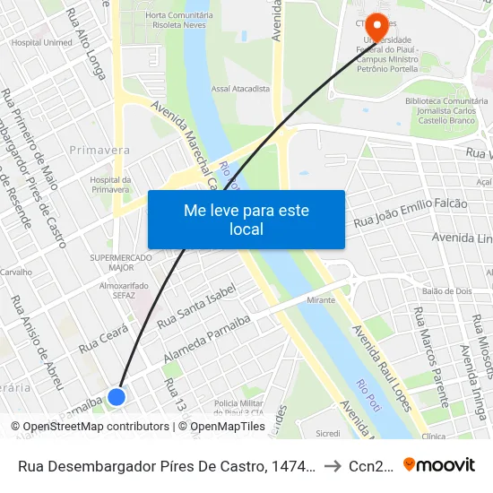 Rua Desembargador Píres De Castro, 1474|Praça Do Marquês to Ccn2 Ufpi map