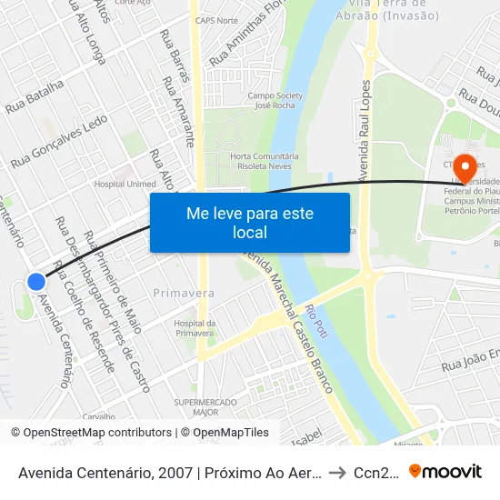Avenida Centenário, 2007 | Próximo Ao Aeroporto De Teresina to Ccn2 Ufpi map
