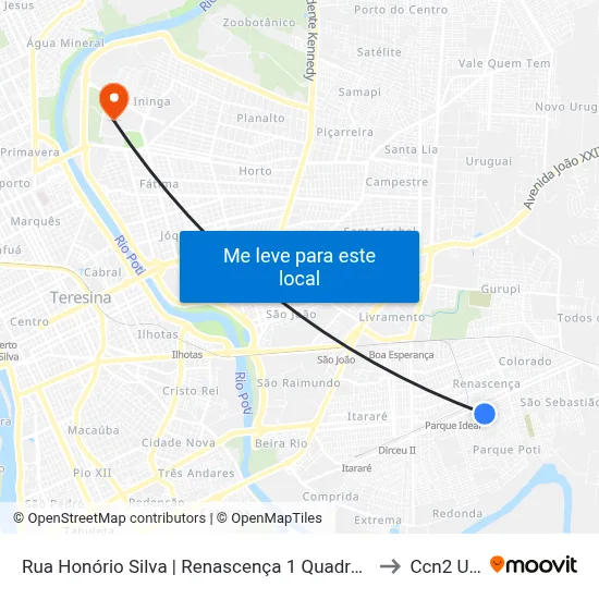Rua Honório Silva | Renascença 1 Quadra 10, 04 to Ccn2 Ufpi map