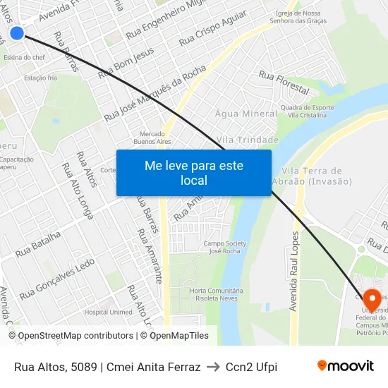 Rua Altos, 5089 | Cmei Anita Ferraz to Ccn2 Ufpi map