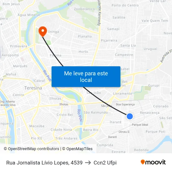 Rua Jornalista Lívio Lopes, 4539 to Ccn2 Ufpi map