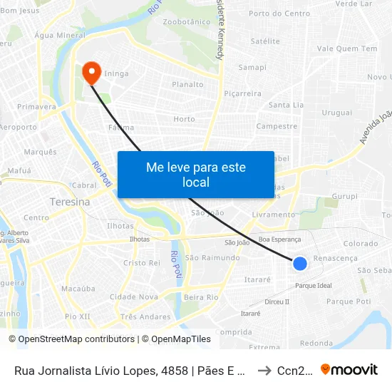 Rua Jornalista Lívio Lopes, 4858 | Pães E Beleza Panificadora to Ccn2 Ufpi map