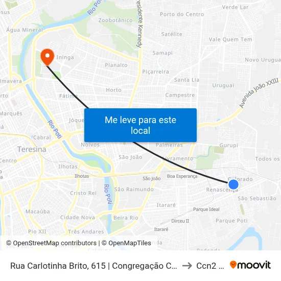 Rua Carlotinha Brito, 615 | Congregação Cristã Do Brasil to Ccn2 Ufpi map