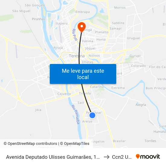 Avenida Deputado Ulisses Guimarães, 1751 to Ccn2 Ufpi map