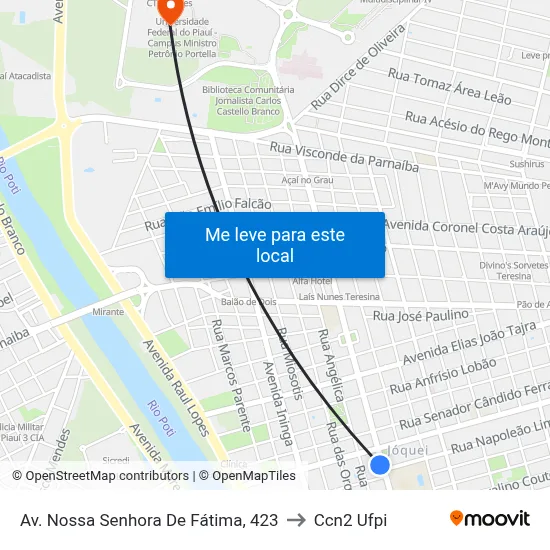 Av. Nossa Senhora De Fátima, 423 to Ccn2 Ufpi map