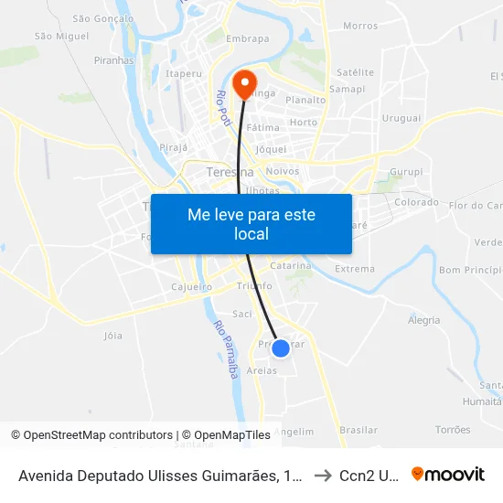 Avenida Deputado Ulisses Guimarães, 1961 to Ccn2 Ufpi map