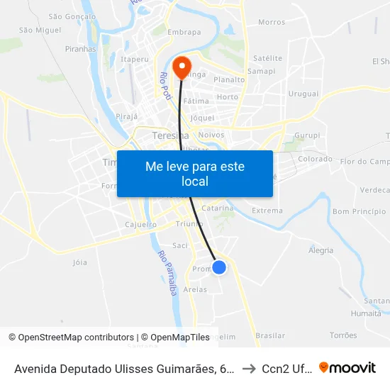 Avenida Deputado Ulisses Guimarães, 697 to Ccn2 Ufpi map