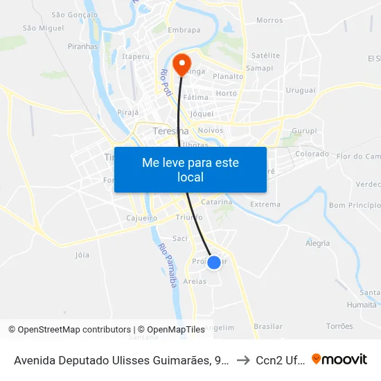 Avenida Deputado Ulisses Guimarães, 994 to Ccn2 Ufpi map