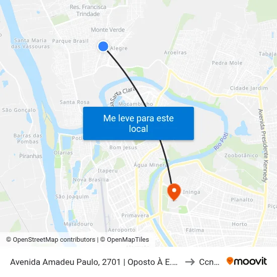 Avenida Amadeu Paulo, 2701 | Oposto À E.M Roberto Cerqueira Dantas to Ccn2 Ufpi map