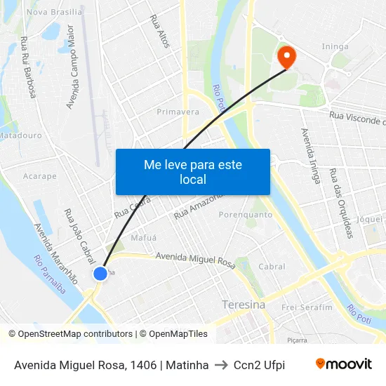 Avenida Miguel Rosa, 1406 | Matinha to Ccn2 Ufpi map