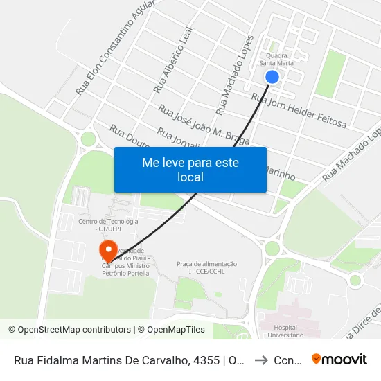 Rua Fidalma Martins De Carvalho, 4355 | Oposto Ao Cond. Santa Marta to Ccn2 Ufpi map