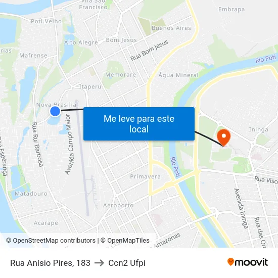 Rua Anísio Pires, 183 to Ccn2 Ufpi map