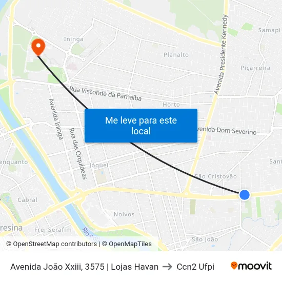 Avenida João Xxiii, 3575 | Lojas Havan to Ccn2 Ufpi map