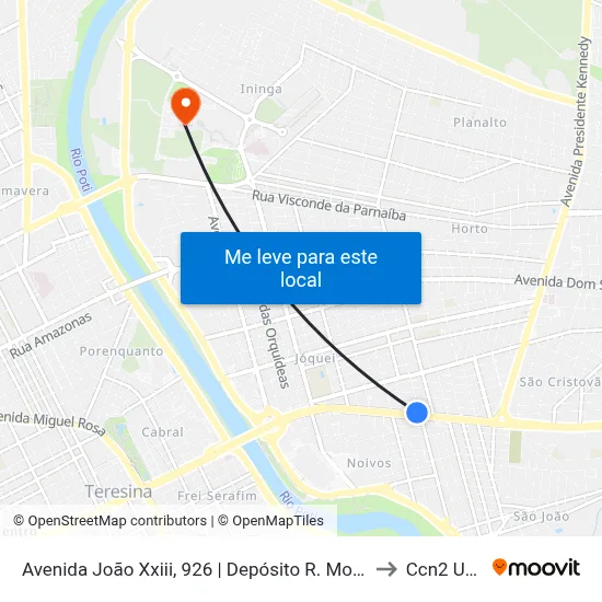 Avenida João Xxiii, 926  | Depósito R. Moura to Ccn2 Ufpi map