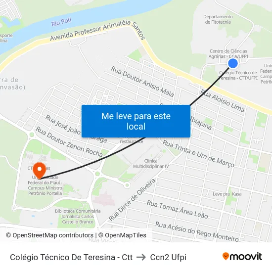 Colégio Técnico De Teresina - Ctt to Ccn2 Ufpi map