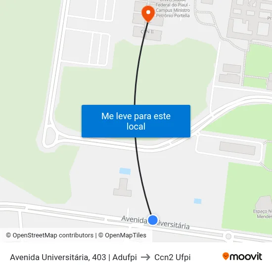 Avenida Universitária, 403 | Adufpi to Ccn2 Ufpi map