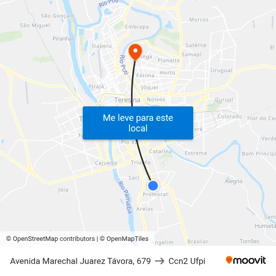 Avenida Marechal Juarez Távora, 679 to Ccn2 Ufpi map