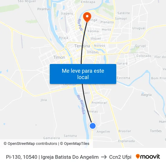 Pi-130, 10540 | Igreja Batista Do Angelim to Ccn2 Ufpi map