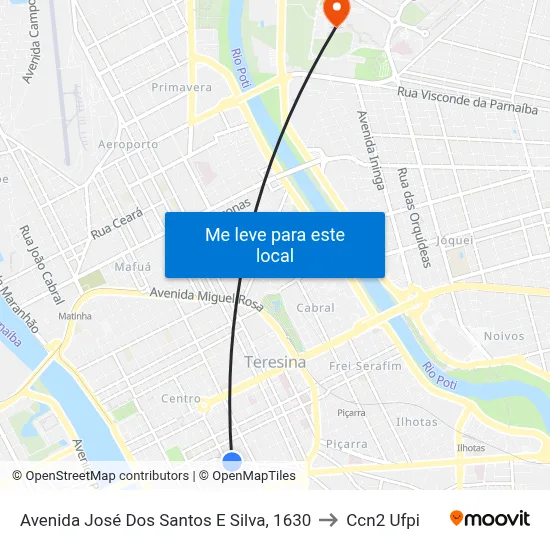 Avenida José Dos Santos E Silva, 1630 to Ccn2 Ufpi map