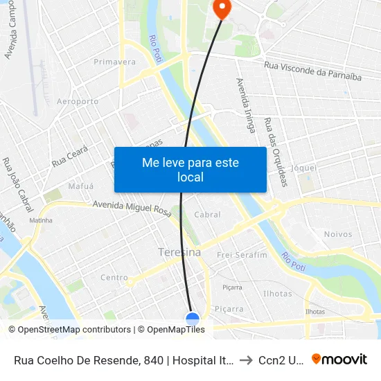 Rua Coelho De Resende, 840 | Hospital Itacor to Ccn2 Ufpi map