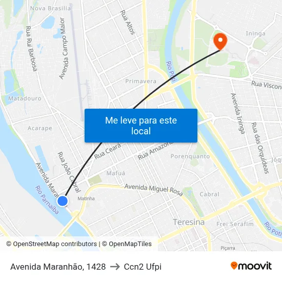 Avenida Maranhão, 1428 to Ccn2 Ufpi map