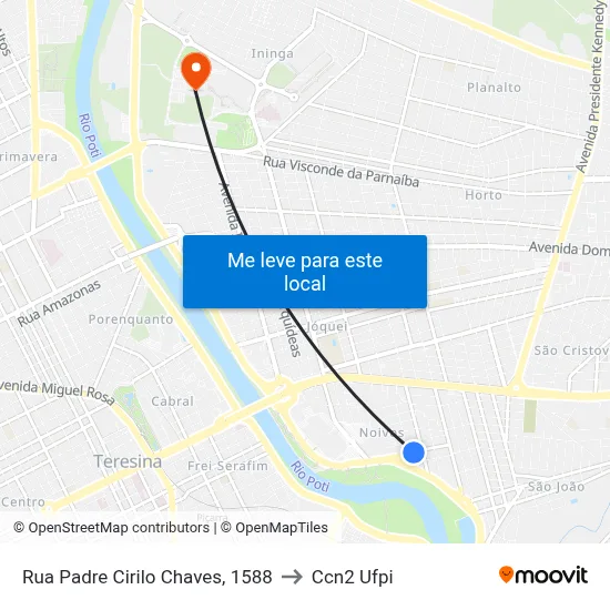 Rua Padre Cirilo Chaves, 1588 to Ccn2 Ufpi map