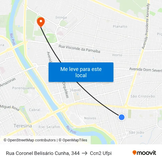Rua Coronel Belisário Cunha, 344 to Ccn2 Ufpi map