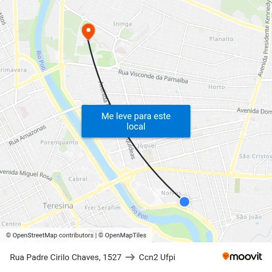 Rua Padre Cirilo Chaves, 1527 to Ccn2 Ufpi map