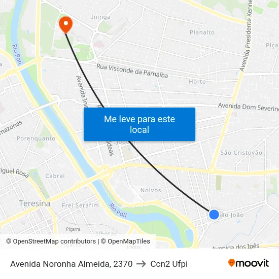 Avenida Noronha Almeida, 2370 to Ccn2 Ufpi map