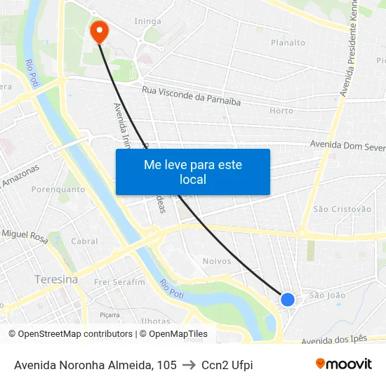 Avenida Noronha Almeida, 105 to Ccn2 Ufpi map