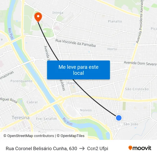 Rua Coronel Belisário Cunha, 630 to Ccn2 Ufpi map