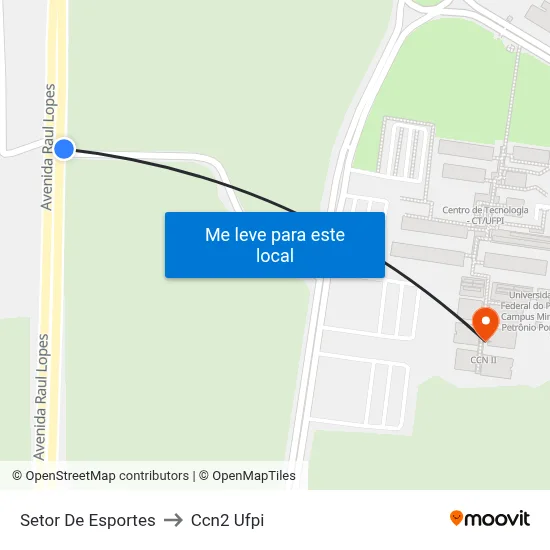 Setor De Esportes to Ccn2 Ufpi map