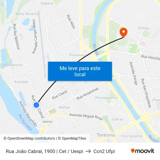 Rua João Cabral, 1900 | Cet / Uespi to Ccn2 Ufpi map