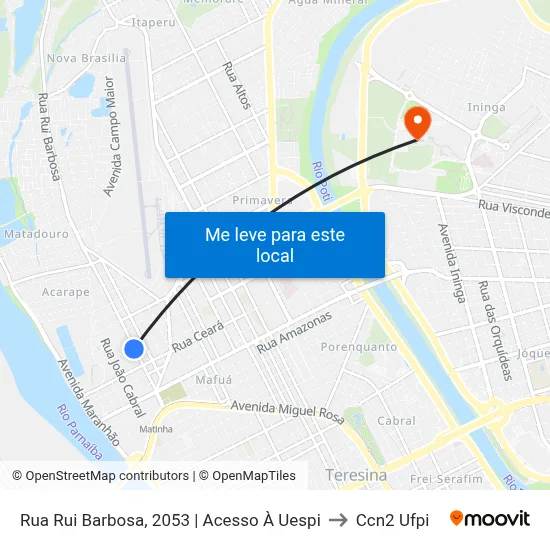 Rua Rui Barbosa, 2053 | Acesso À Uespi to Ccn2 Ufpi map