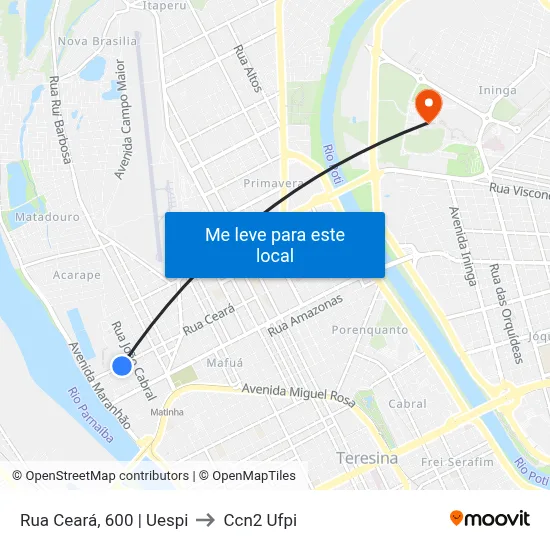 Rua Ceará, 600 | Uespi to Ccn2 Ufpi map