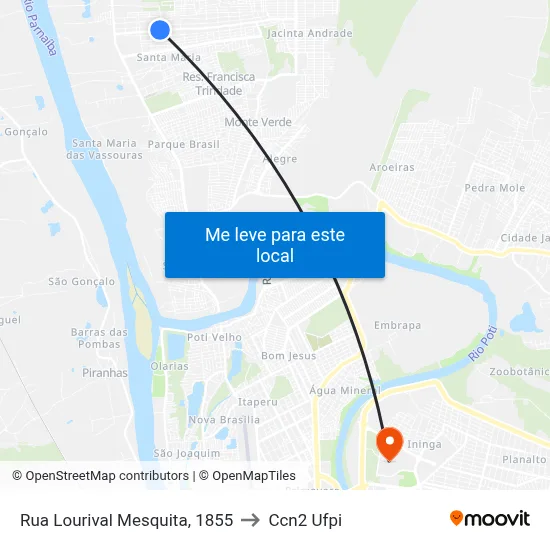 Rua Lourival Mesquita, 1855 to Ccn2 Ufpi map